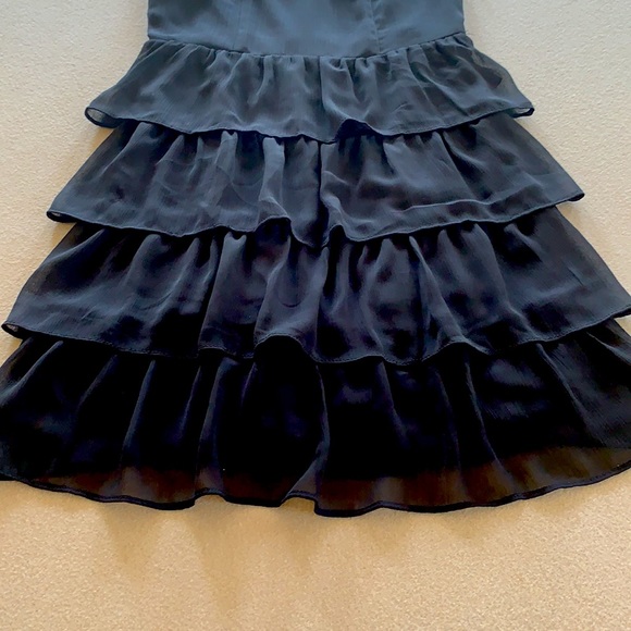 Aeropostale Tiered Ruffle Dress Spaghetti Straps Chiffon Black Medium M - Picture 3 of 10